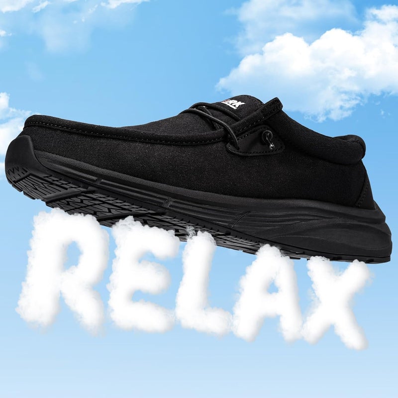 LARNMERN Men Non Slip Shoes Work Slip On Food Service Slip Resistant Shoe Kitchen Chef Loafers Boat Canvas Casual Walking Black - Image 5